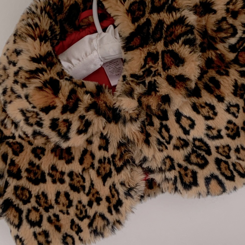 Janie and Jack leopard crop faux fur coat